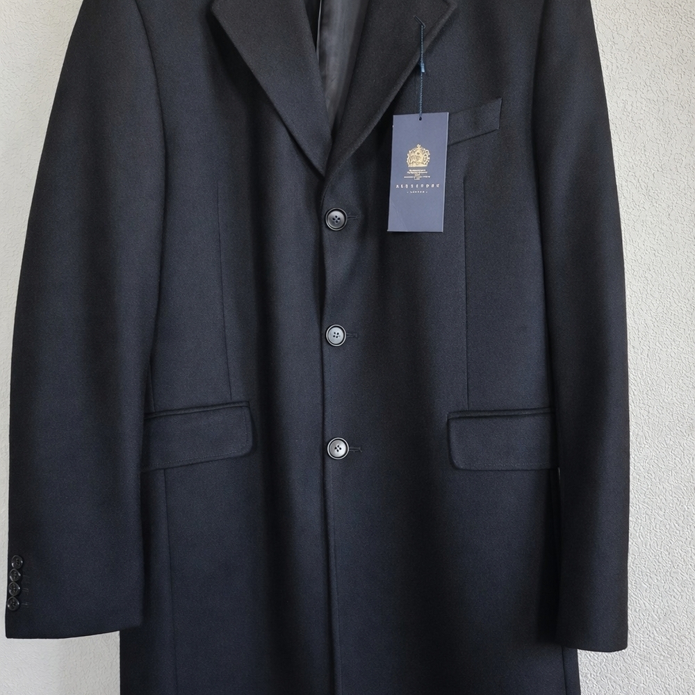 Men's Black Wool Overcoat